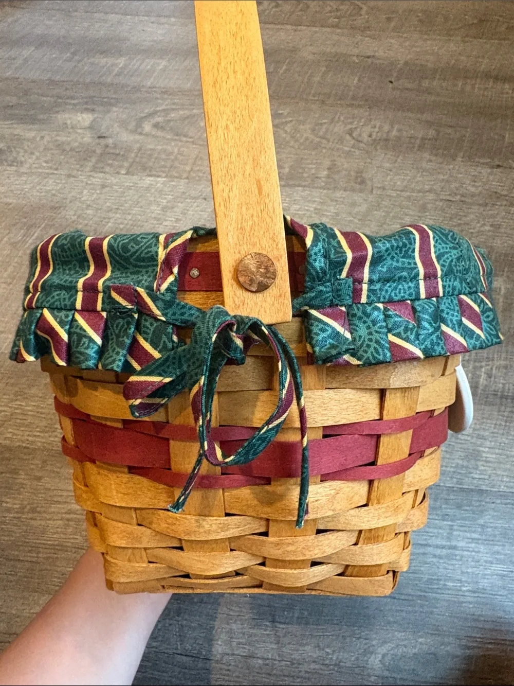 Longaberger 1994 Jingle Bell Basket  Holly Lid Liner & Protector READ